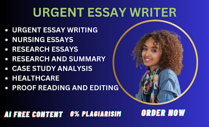 Gig Preview - Do urgent essay writing, urgent essay writers, research and summary writing