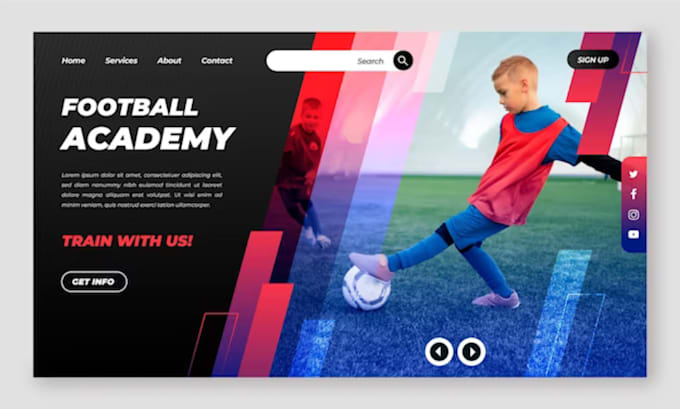 Gig Preview - Create soccer academy website, football academy website, soccer website