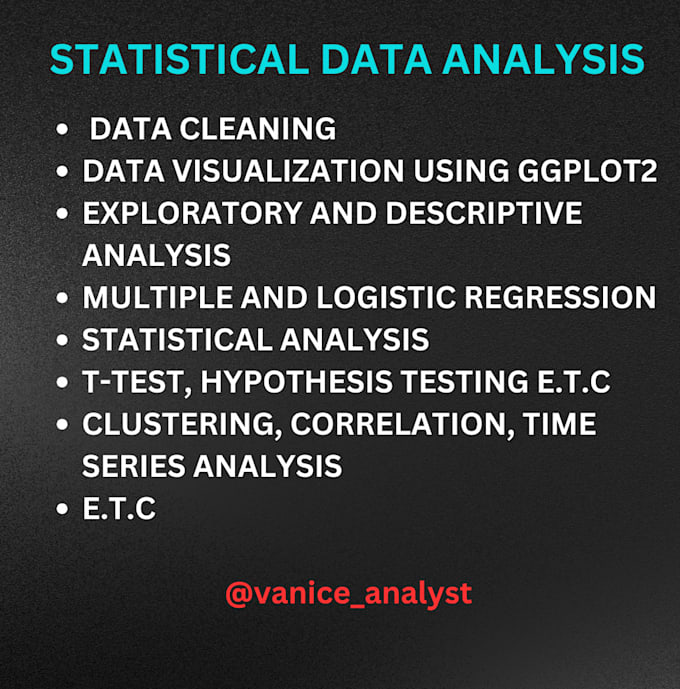 Gig Preview - Do statistical data analysis using r, python, spss, excel