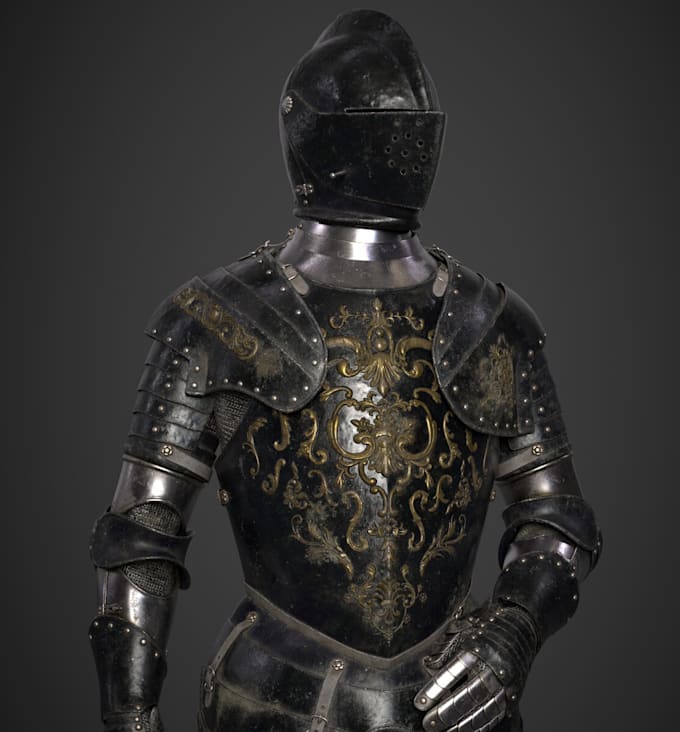 Gig Preview - Design a knight 3d armor model,character model,ue5rig, 3d printing, game asset