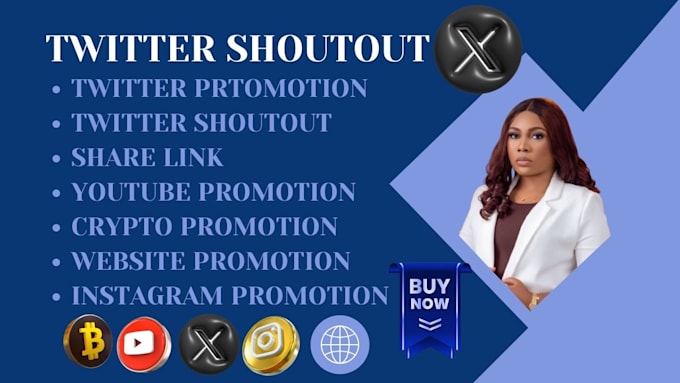 Bestseller - twitter shoutout promote website share link to 100m yt fb crypto x ig app users