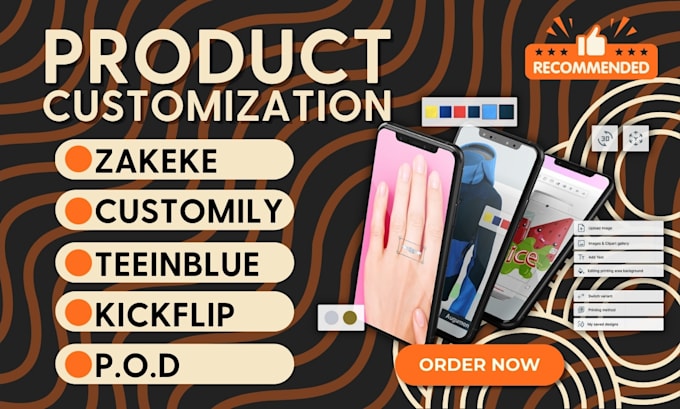 Gig Preview - Do shopify zakeke customily kickflip teeinblue 2d 3d product configuration