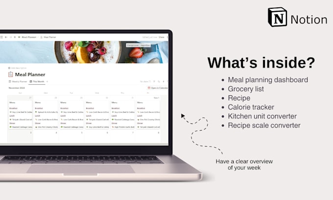 Gig Preview - Give you notion meal planner template