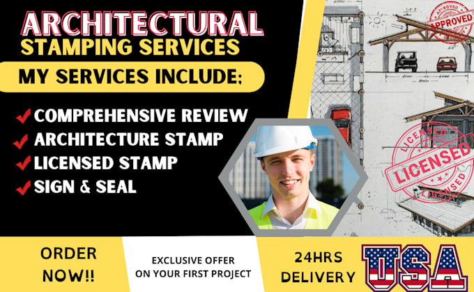 Gig Preview - Review sign and stamp architecture drawings, california stamps, texas stamp