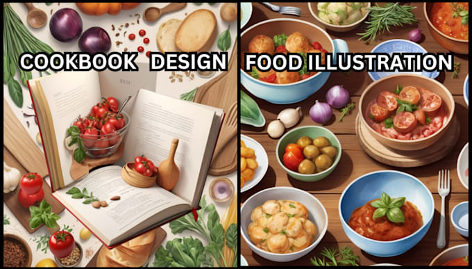 Gig Preview - Do food illustration, design cookbook recipe cookbook design format food recipe