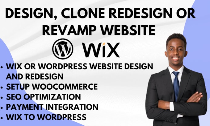 Bestseller - setup wordpress woocomerce stripe design business website wix website redesign