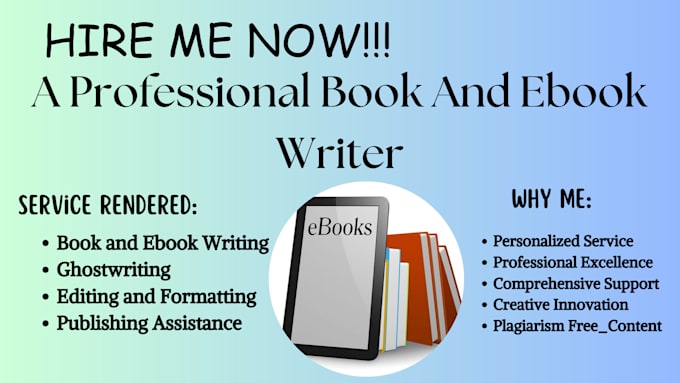 Gig Preview - Be your ebook writer, book writer, book and ebook ghostwriter, romance