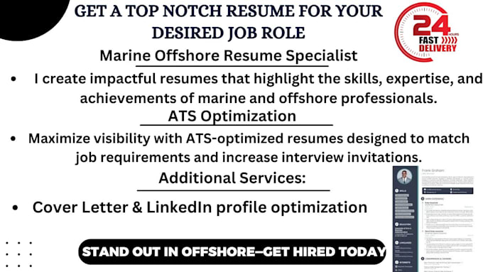 Gig Preview - Write resume for naval architecture, rov pilots, marine and offshore experts