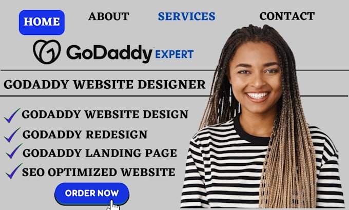 Gig Preview - Godaddy website design godaddy redesign website godaddy ecommerce landing page