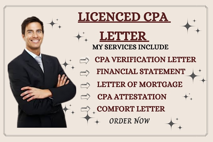 Bestseller - get US CPA comfort letter, verification letter, CPA financial statement mortgage