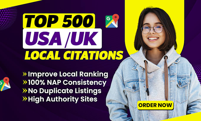 Gig Preview - Top 500 USA UK local citations for your local business