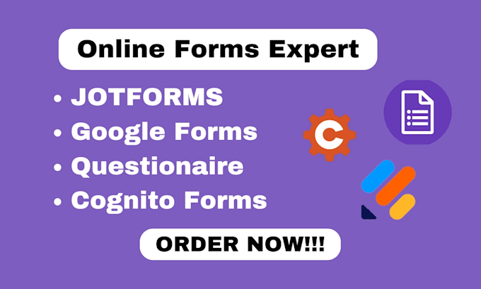 Gig Preview - Build online forms surveys with complex logic on typeform, google form, jotforms