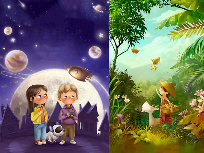 Gig Preview - Create a children story book illustration and cover