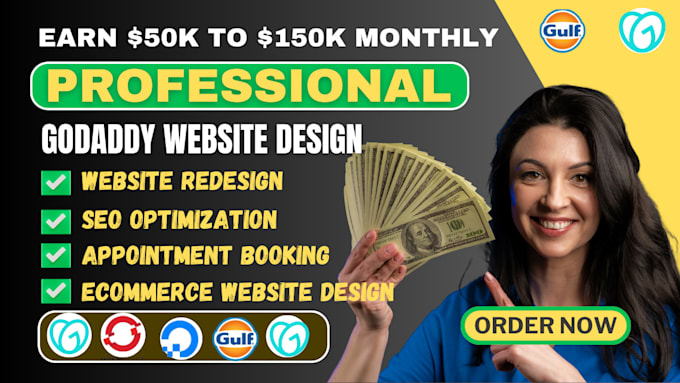 Gig Preview - Godaddy website design, redesign godaddy website develop godaddy