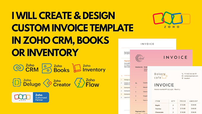 Bestseller - create and design custom invoice template in zoho CRM, books or inventory