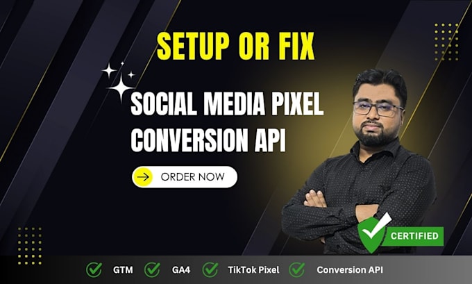 Gig Preview - Setup tiktok pixel conversion API, pinterest pixel, snapchat pixel, GTM, and ga4