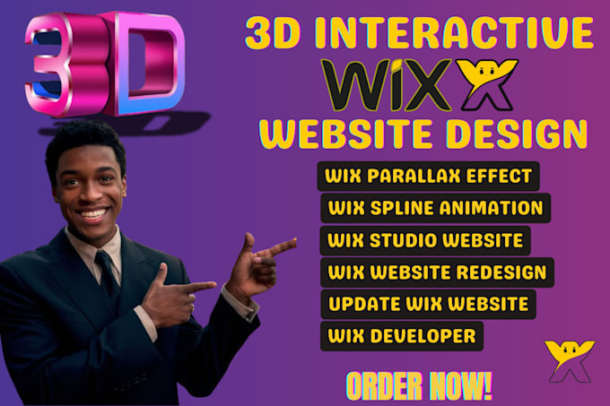 Gig Preview - Create wix website design interactive wix studio website 3d animated wix spline