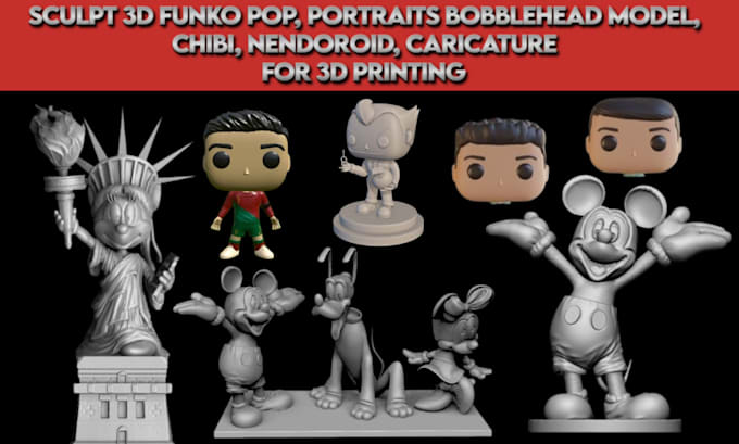 Gig Preview - Sculpt funko pop chibi art portraits bobblehead nendoroid caricature 3d printing