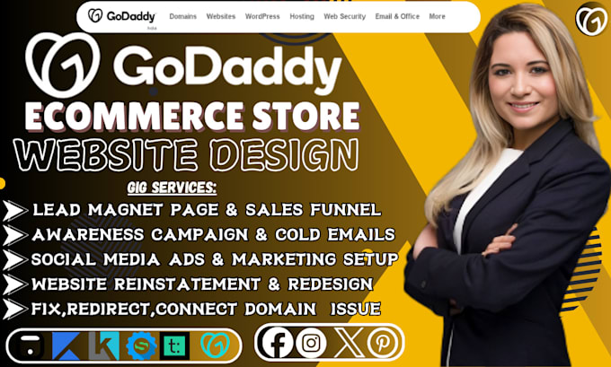 Gig Preview - Design godaddy business website, godaddy redesign, develop godaddy website, dns