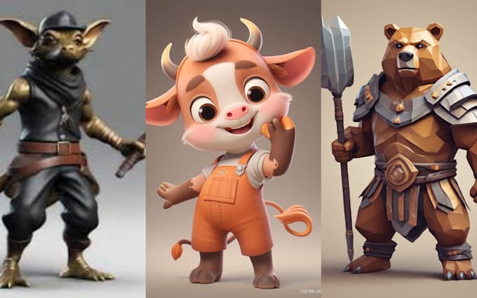 Gig Preview - Do 3d animal cartoon model chibi fantasy creature realistic farm animal wildlife