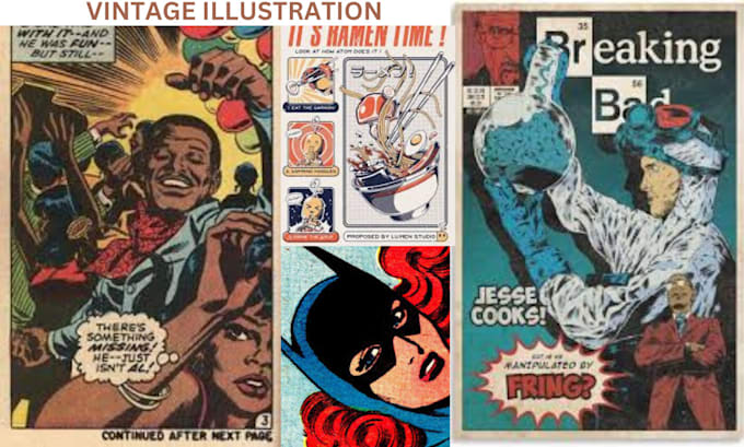 Gig Preview - Draw your comic book in vintage style illustration, horror vintage comics