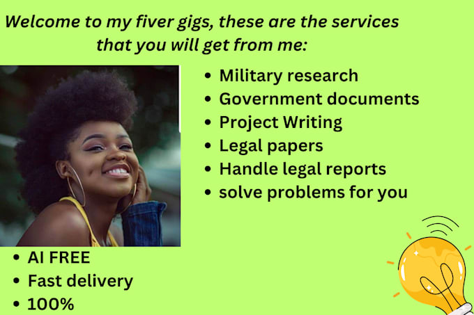 Gig Preview - Help in legal, military research, problem and documentation