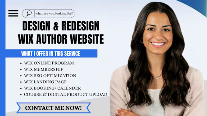 Gig Preview - Design wix author website , wix online course website, wix landing page redesign