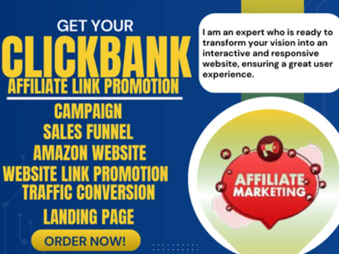 Gig Preview - Affiliate link promotion, clickbank affiliate link promotion affiliate marketing