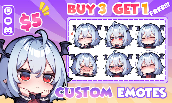 Gig Preview - Draw twitch emotes, animated emotes, and sub badges for vtuber stream