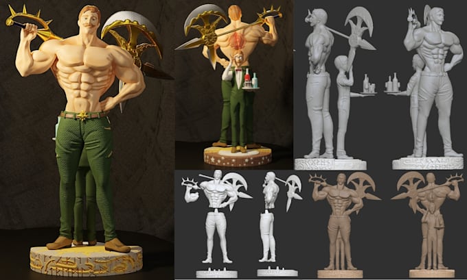 Gig Preview - Create custom anime figure cartoon character toy action figure for 3d printing