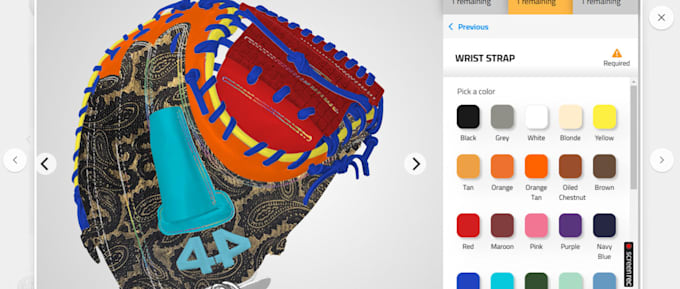 Gig Preview - Ustomize and configure baseball, softball glove on zakeke kickflip shopify