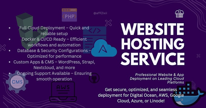 Gig Preview - Deploy your website on digitalocean, AWS, google cloud, azure,  linode or docker