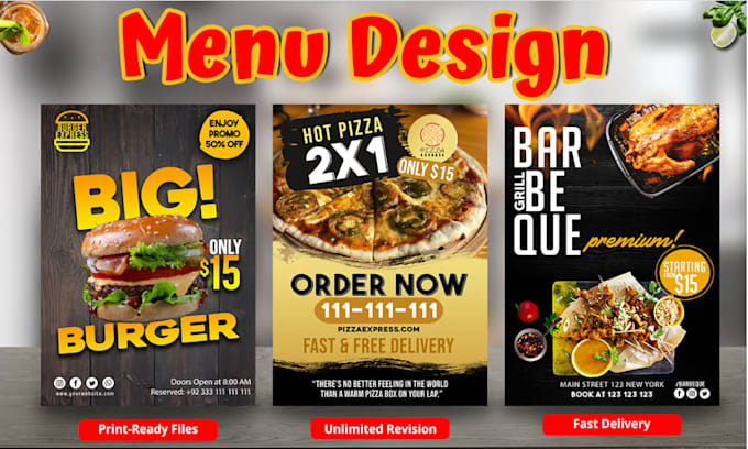 Gig Preview - Design restaurant and food menu, poster, flyer, brochure