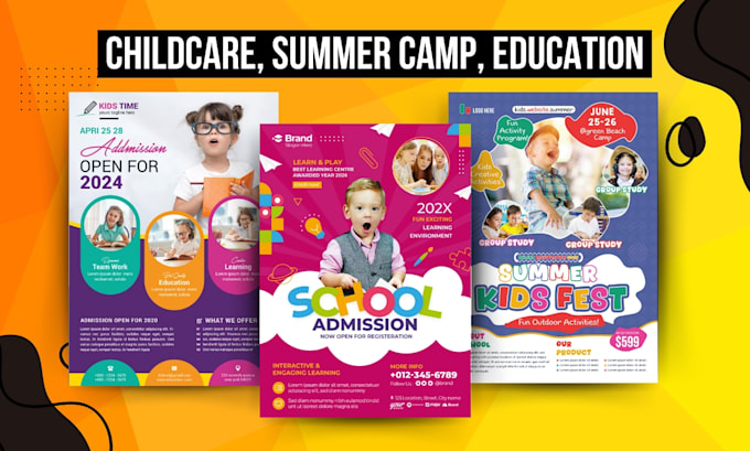 Gig Preview - Design childcare, daycare, kids flyer, summer camp education flyer poster