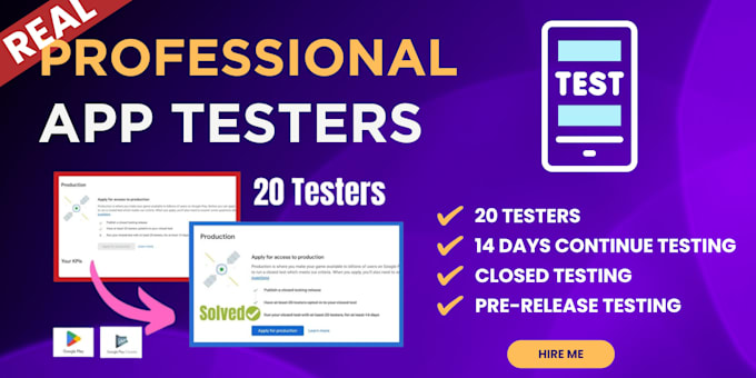 Bestseller - provide 20 active testers for 14 days closed testing on google play