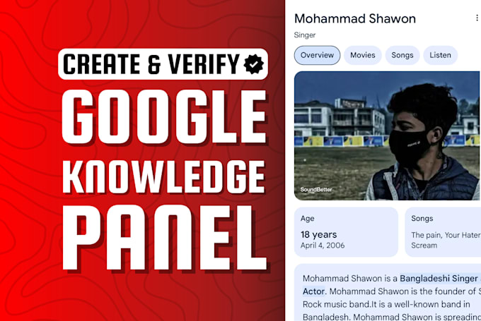 Gig Preview - Create a verified google knowledge panel for you