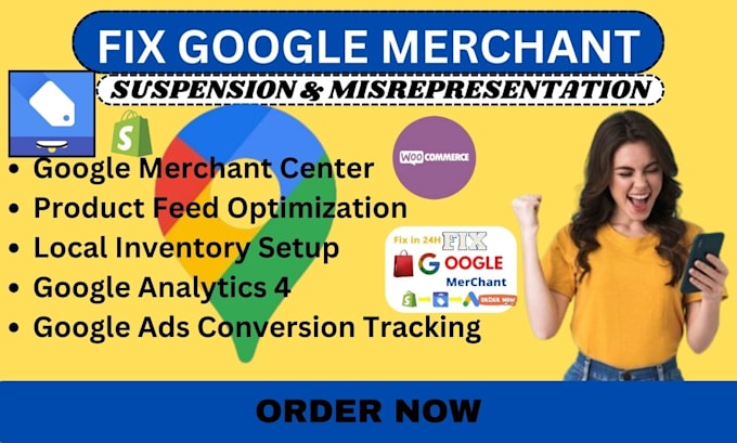 Gig Preview - Fix google merchant suspension and misrepresentation,setup shopping