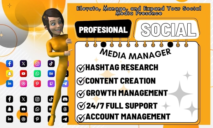 Gig Preview - Be your social media marketing manager and personal assistant