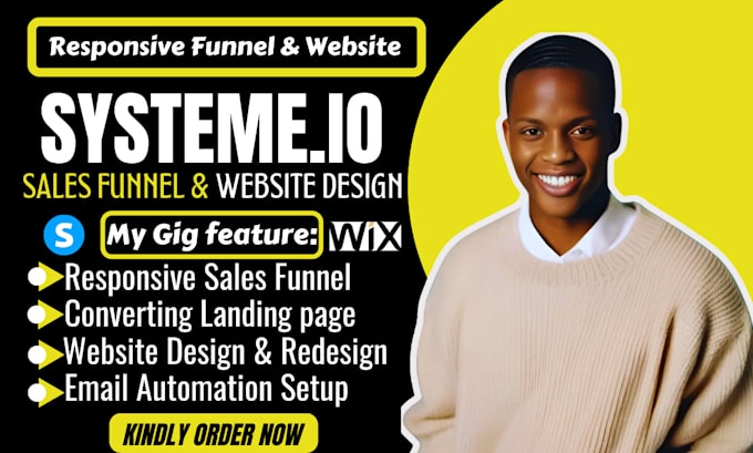 Gig Preview - Build systeme io sales funnel systeme io landing page wix website design