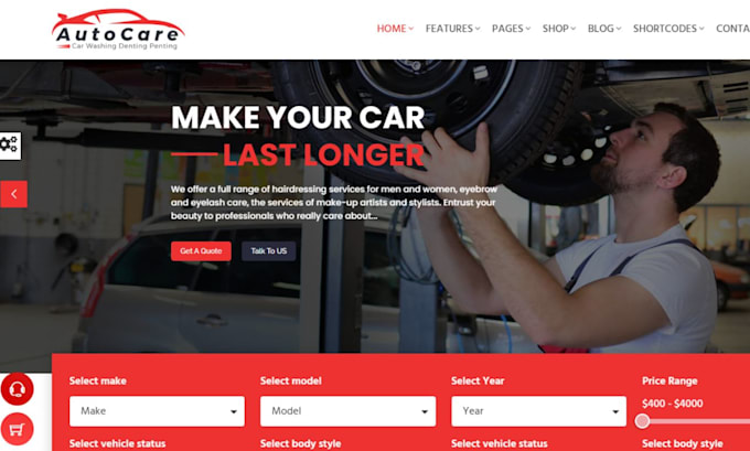 Gig Preview - Design car detailing, car rental, car wash and car dealership website