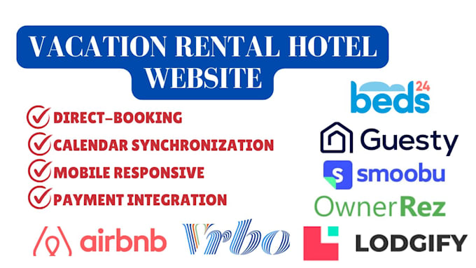 Gig Preview - Design vacation rental airbnb website direct booking ownerrez guesty lodgify wix