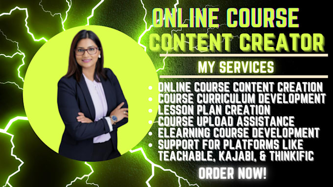 Gig Preview - Create online course content training manual course curriculum course content