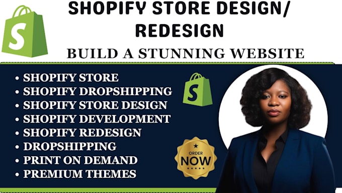 Gig Preview - Design, redesign shopify store, shopify dropshipping store, shopify website