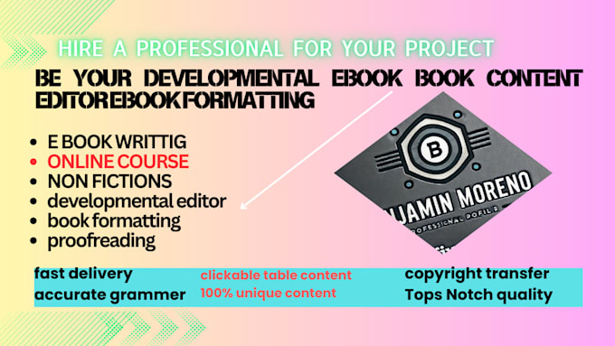 Gig Preview - Be your developmental ebook book content editor ebook formatting