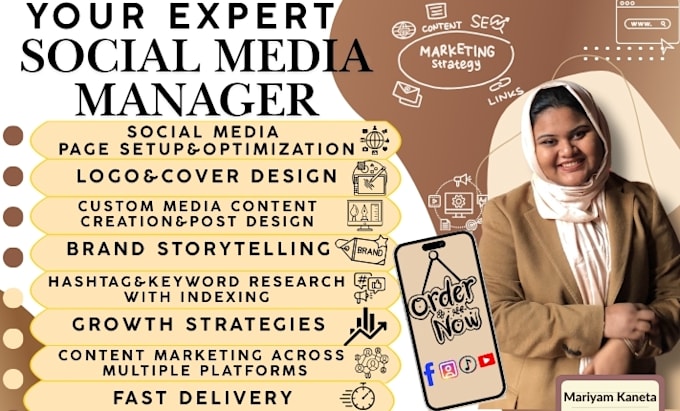 Gig Preview - Expertly be your social media manager and content creator