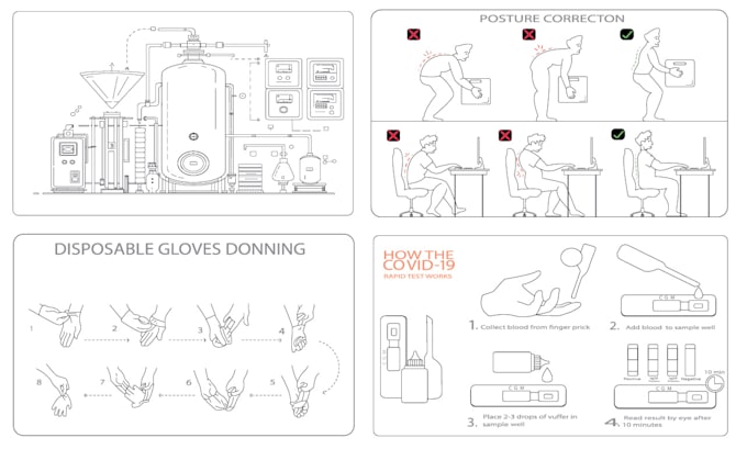 Gig Preview - Draw technical illustration, product vector line art ,instruction manual design