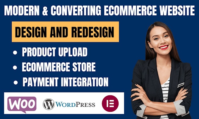 Gig Preview - Build, design wordpress ecommerce website, ecommerce website development and SEO