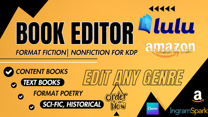 Gig Preview - Edit content books, textbooks, format poetry, sci fic, historical, self help kdp