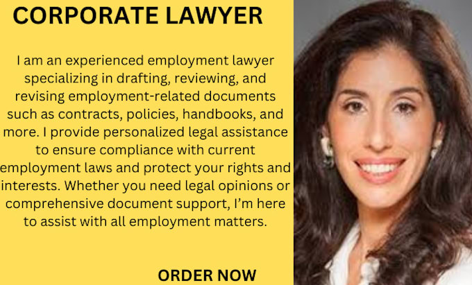 Gig Preview - Be your employment lawyer for all contracts, letters, notices, handbook, policy