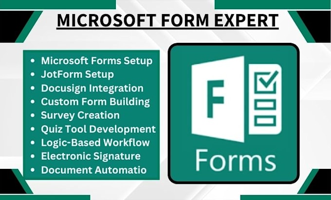 Gig Preview - Do microsoft form jotform docusign form building survey automation integration